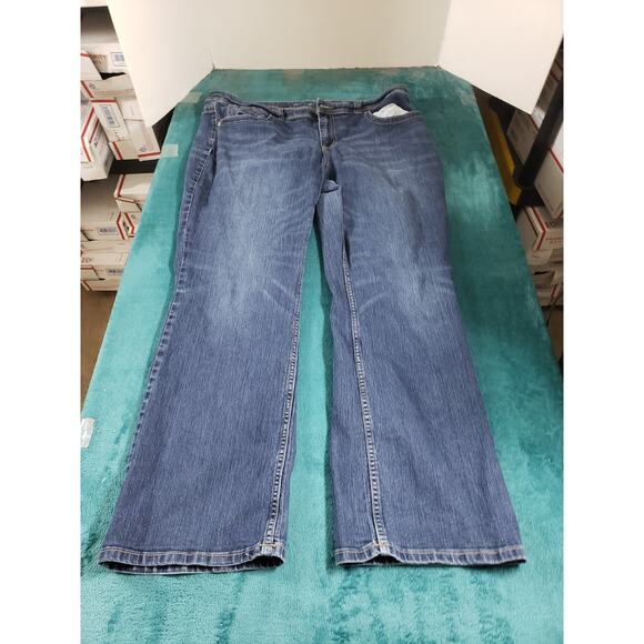 Apt 9 Jeans Size 18 W Womens Blue Denim Pants Stretch Ladies Mid Rise Bootcut - Picture 1 of 11